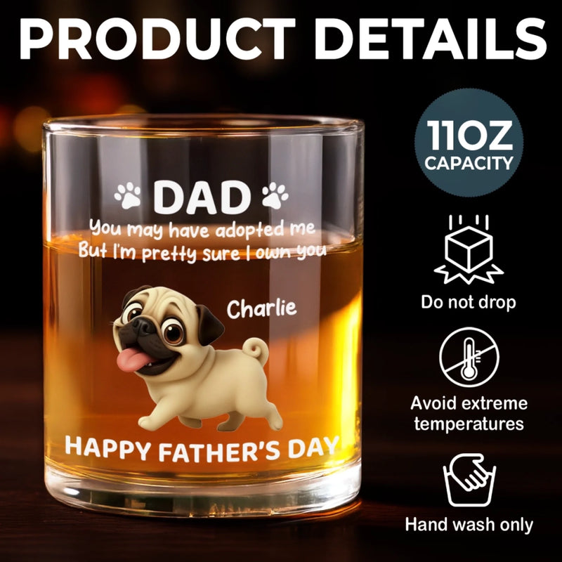 Personalised Whiskey Glass - Father's Day Gifts For Dog Cat Lovers, Dog Dad And Mom, Cat Owners - Dad’s Little Boss