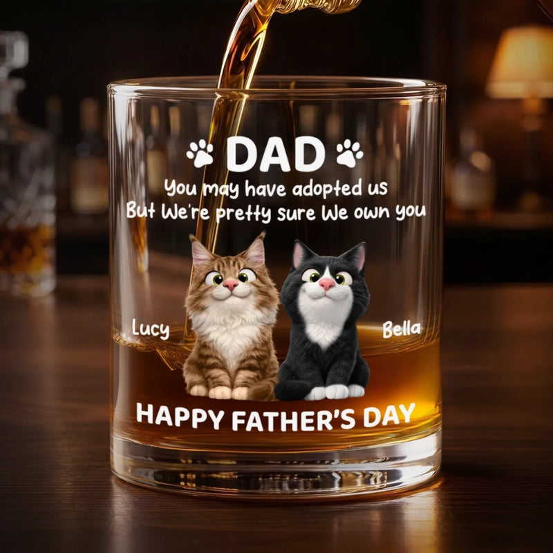 Personalised Whiskey Glass - Father's Day Birthday Gifts For Dog Cat Lovers, Dog Dad And Mom, Cat Owners - Cheers To Fur Family