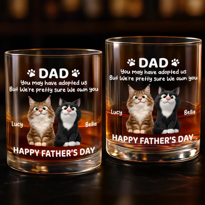 Personalised Whiskey Glass - Father's Day Birthday Gifts For Dog Cat Lovers, Dog Dad And Mom, Cat Owners - Cheers To Fur Family