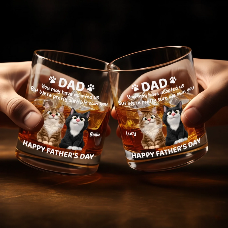 Personalised Whiskey Glass - Father's Day Birthday Gifts For Dog Cat Lovers, Dog Dad And Mom, Cat Owners - Cheers To Fur Family