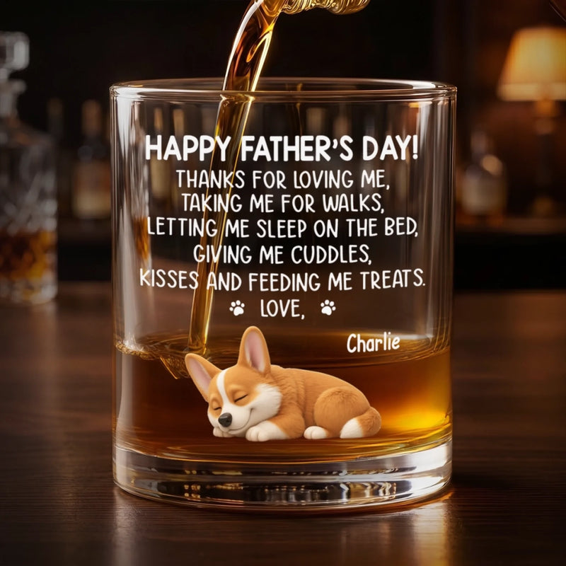 Personalised Whiskey Glass - Father's Day Birthday Gifts For Dog Lovers, Dog Dad And Mom - Long Night Sleep