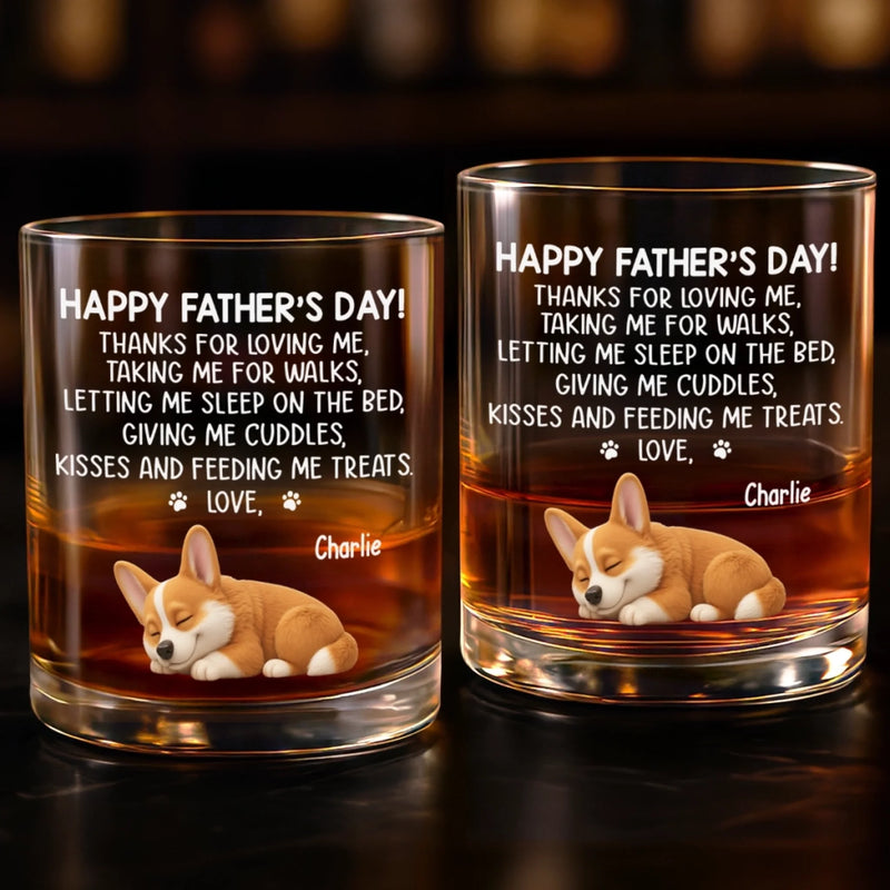 Personalised Whiskey Glass - Father's Day Birthday Gifts For Dog Lovers, Dog Dad And Mom - Long Night Sleep