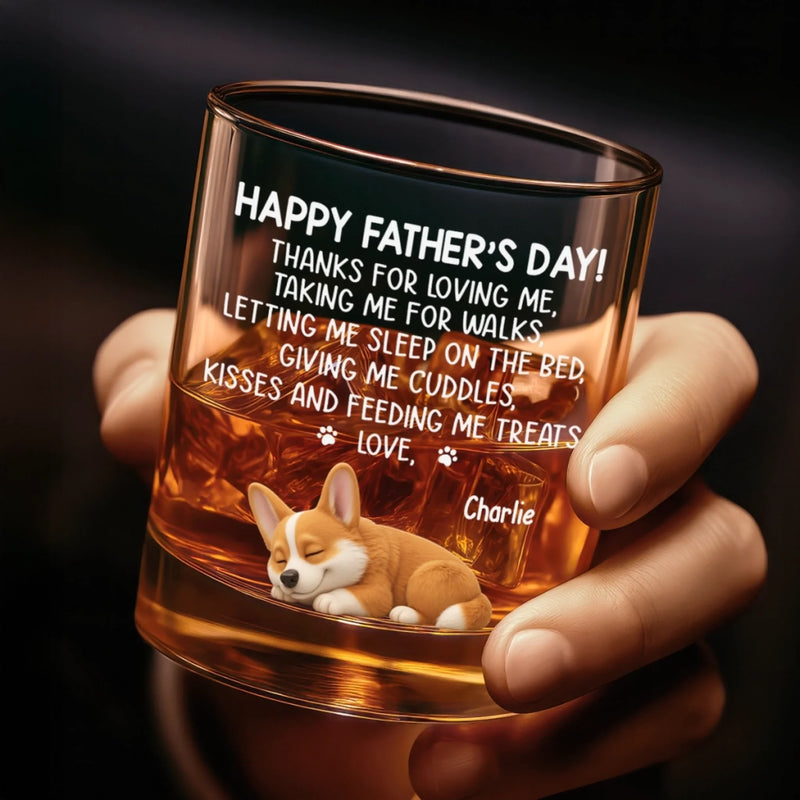 Personalised Whiskey Glass - Father's Day Birthday Gifts For Dog Lovers, Dog Dad And Mom - Long Night Sleep