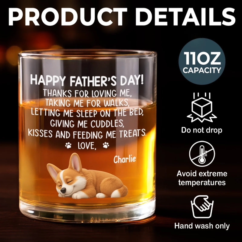 Personalised Whiskey Glass - Father's Day Birthday Gifts For Dog Lovers, Dog Dad And Mom - Long Night Sleep