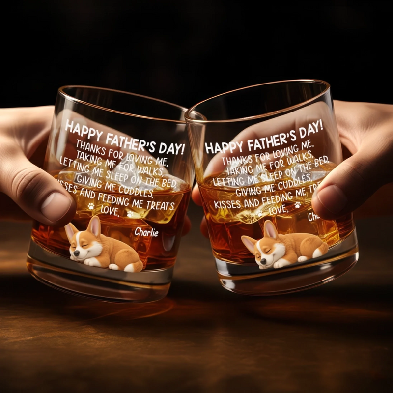 Personalised Whiskey Glass - Father's Day Birthday Gifts For Dog Lovers, Dog Dad And Mom - Long Night Sleep