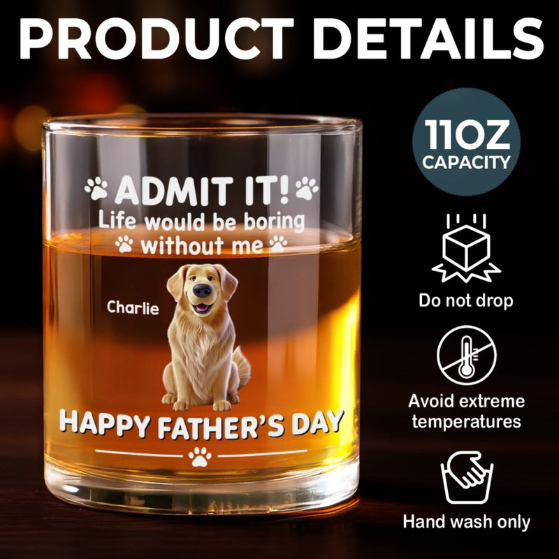 Personalised Whiskey Glass - Father's Day Birthday Gifts For Dog Cat Lovers, Dog Dad And Mom, Cat Owners - Dog Dad Mode