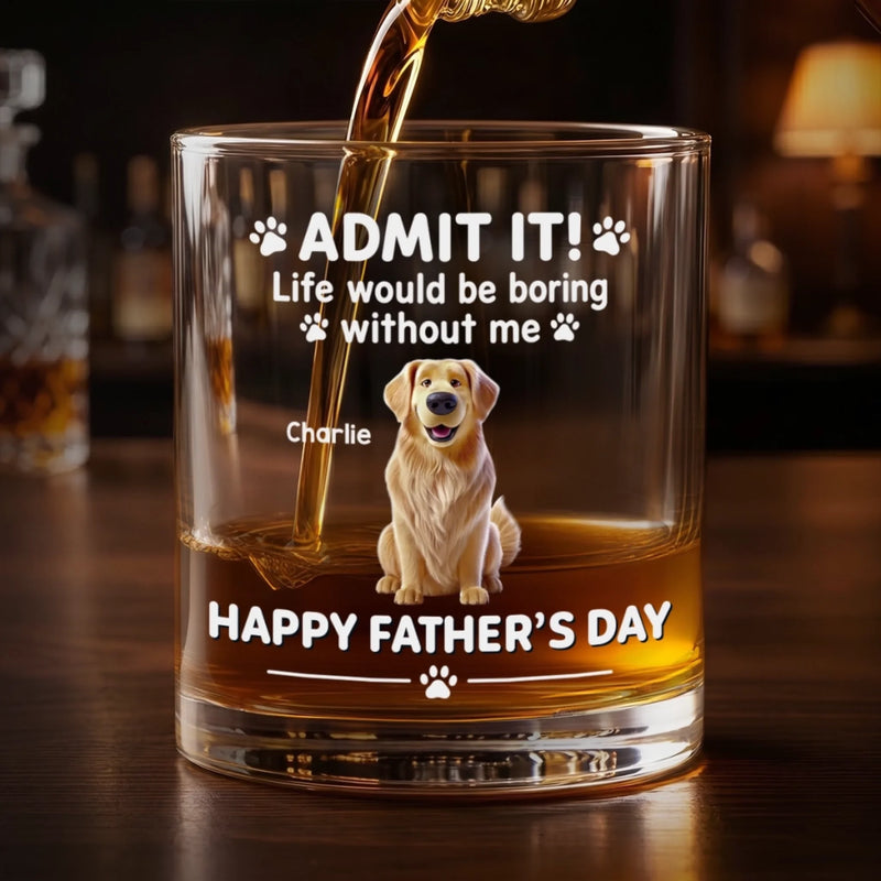 Personalised Whiskey Glass - Father's Day Birthday Gifts For Dog Cat Lovers, Dog Dad And Mom, Cat Owners - Dog Dad Mode
