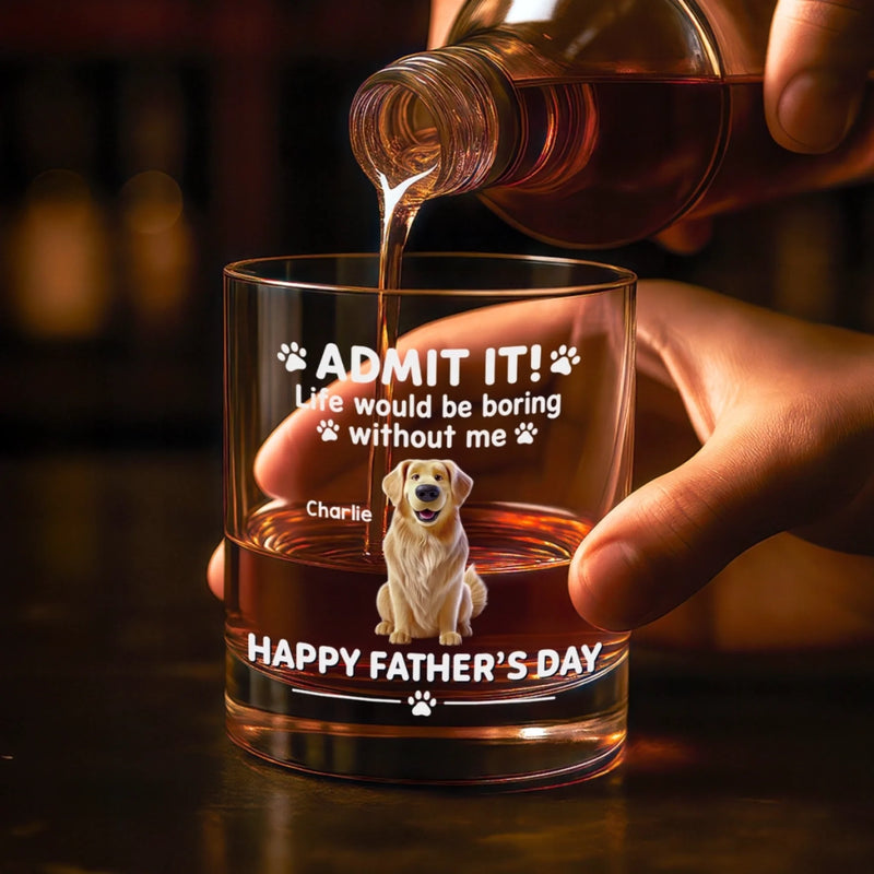 Personalised Whiskey Glass - Father's Day Birthday Gifts For Dog Cat Lovers, Dog Dad And Mom, Cat Owners - Dog Dad Mode