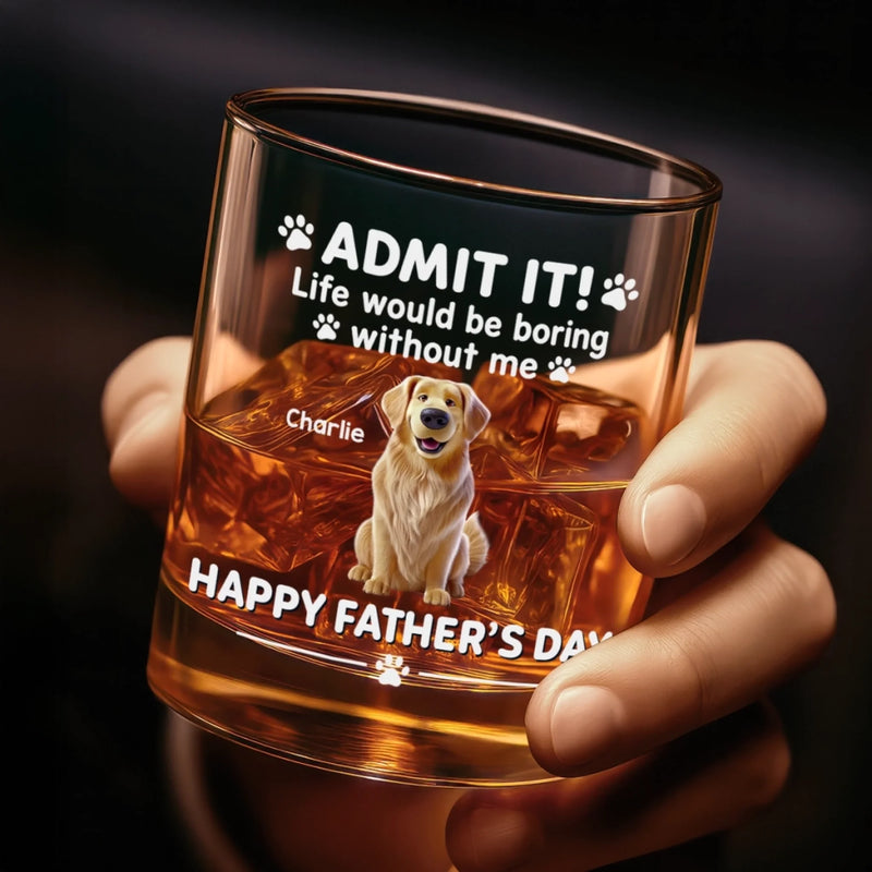 Personalised Whiskey Glass - Father's Day Birthday Gifts For Dog Cat Lovers, Dog Dad And Mom, Cat Owners - Dog Dad Mode