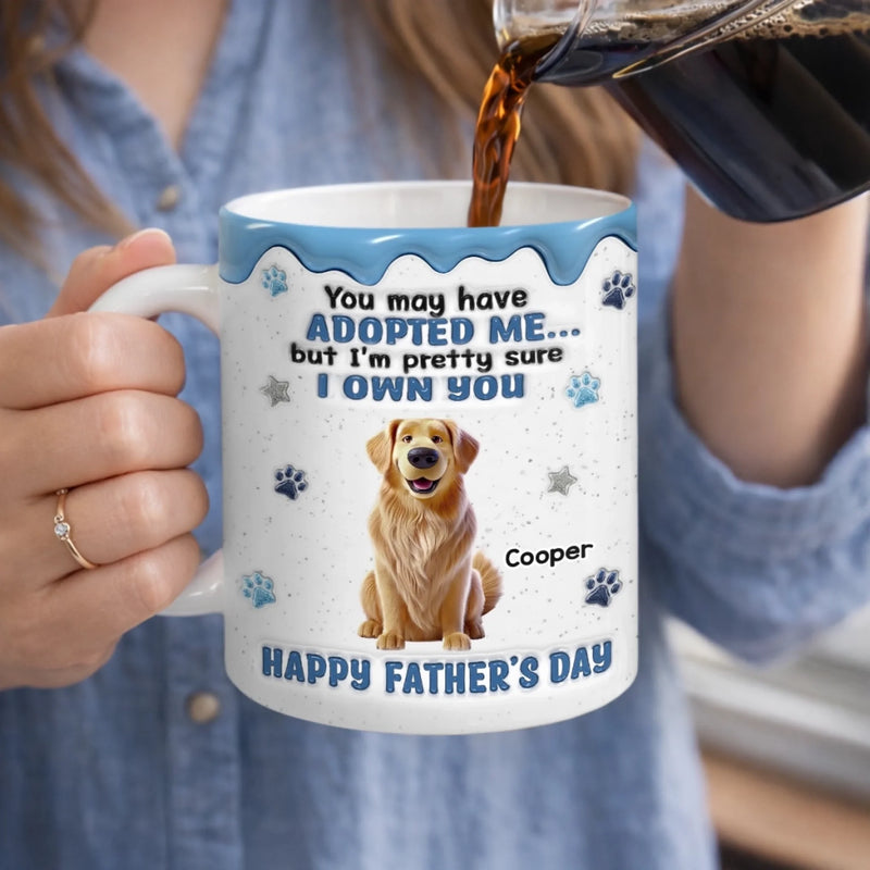 Custom 3D Inflated Effect Printed Mug - Personalized Father's Day Gifts For Dog Cat Lovers, Dog Dad And Mom, Cat Owners - Living The Dog Dad Dream copy