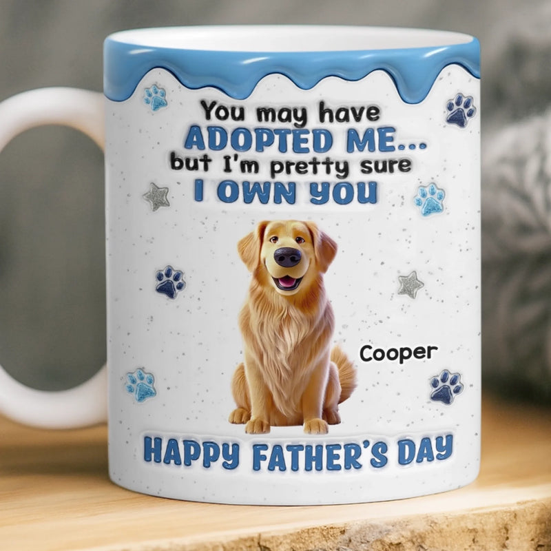 Custom 3D Inflated Effect Printed Mug - Personalized Father's Day Gifts For Dog Cat Lovers, Dog Dad And Mom, Cat Owners - Living The Dog Dad Dream copy