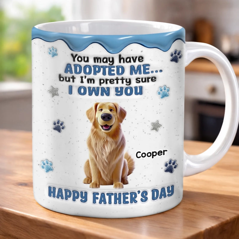 Custom 3D Inflated Effect Printed Mug - Personalized Father's Day Gifts For Dog Cat Lovers, Dog Dad And Mom, Cat Owners - Living The Dog Dad Dream copy