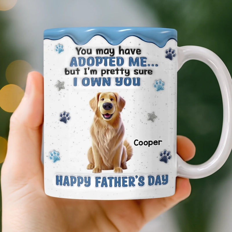 Custom 3D Inflated Effect Printed Mug - Personalized Father's Day Gifts For Dog Cat Lovers, Dog Dad And Mom, Cat Owners - Living The Dog Dad Dream copy