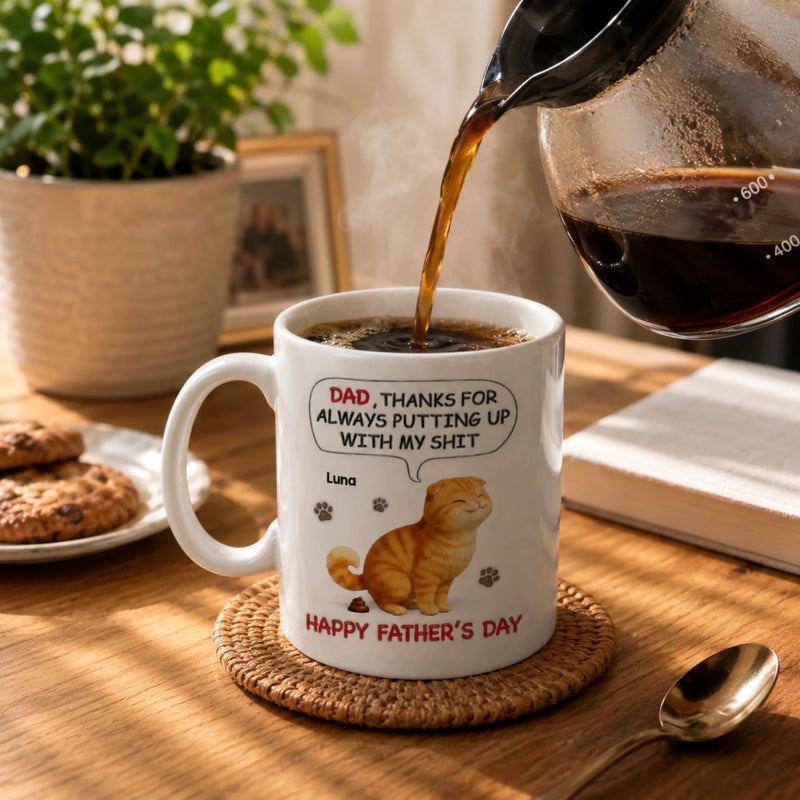 Personalised 3D Inflated Effect Printed Mug - Father's Day Gifts For Dog Cat Lovers - Thanks For Dealing With My Crap