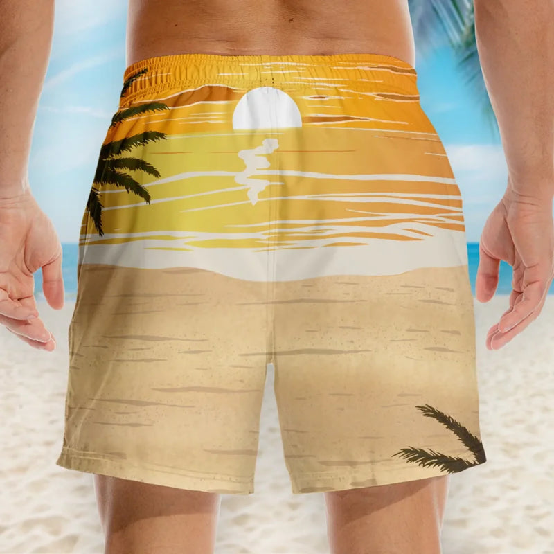 Personalised Photo Men Beach Shorts - Summer Vacation And Travel Gifts For Husband & Wife - Adventure Begins This Summer