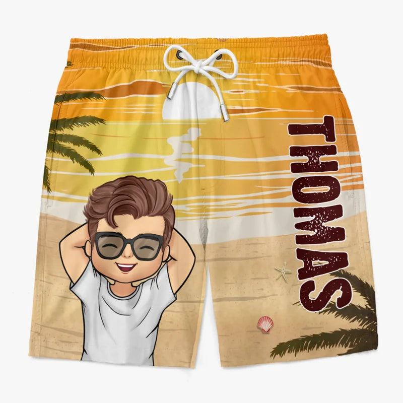 Personalised Photo Men Beach Shorts - Summer Vacation And Travel Gifts For Husband & Wife - Adventure Begins This Summer