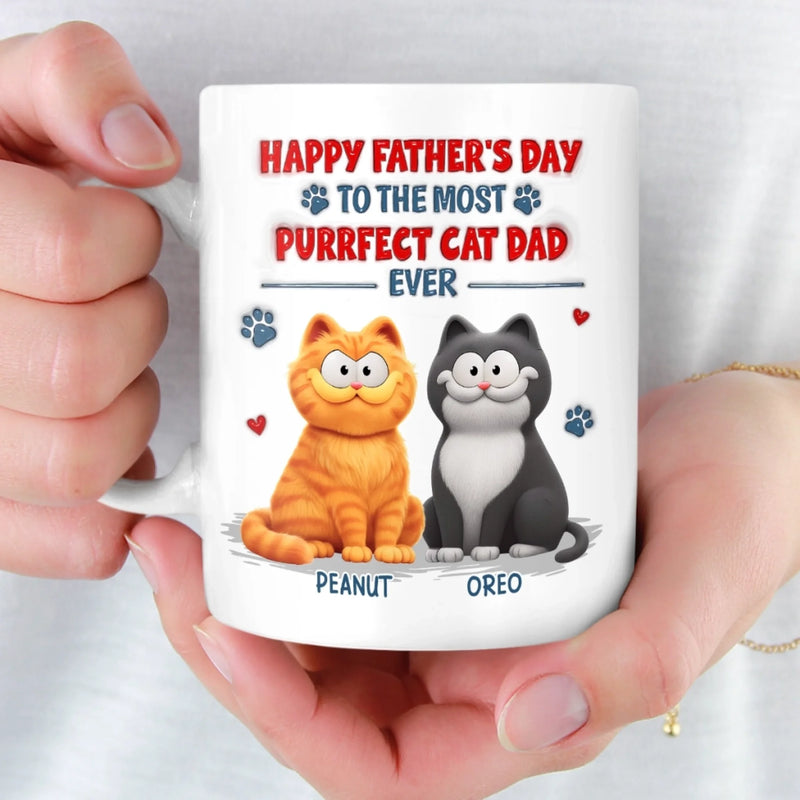 Personalised 3D Inflated Effect Printed Mug - Father's Day Birthday Gifts For Cat Lovers - Pawsitively Purrfect Moments