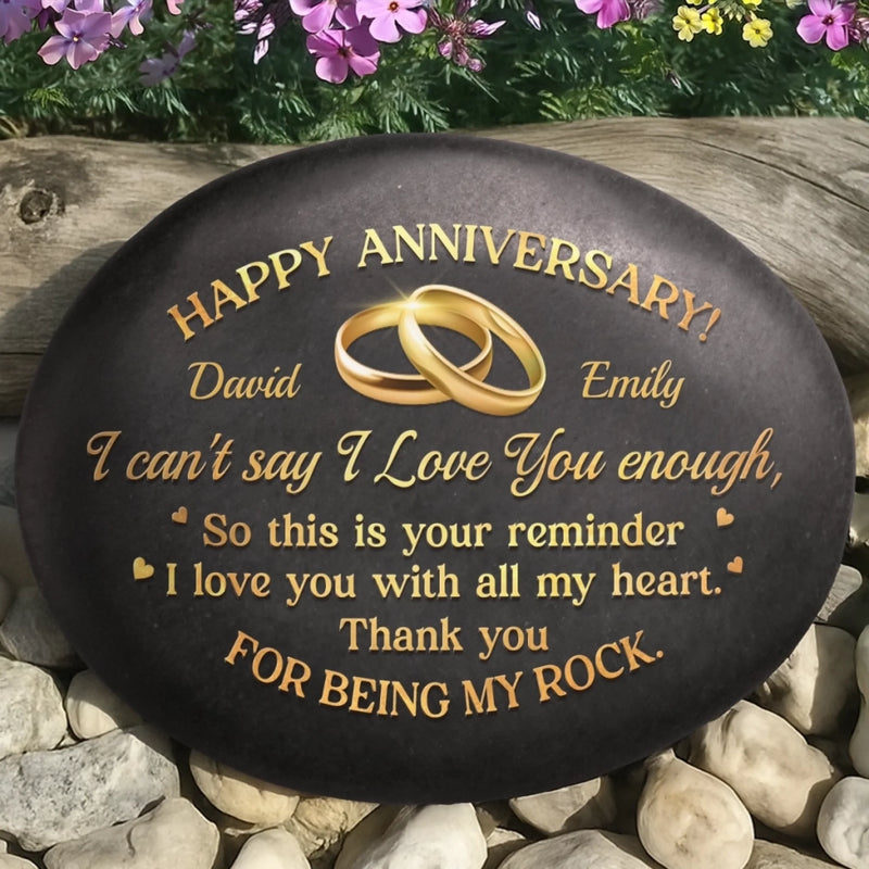 Custom Printed Rock - Personalized Anniversary Wedding Gifts For Husband And Wife, Him And Her - Love Blossoms Through Time