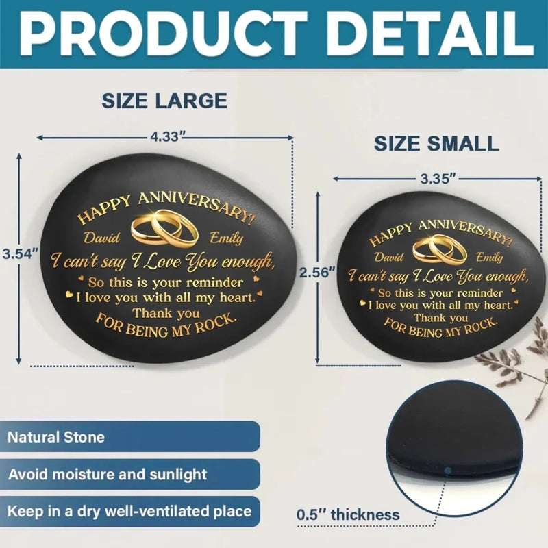 Custom Printed Rock - Personalized Anniversary Wedding Gifts For Husband And Wife, Him And Her - Love Blossoms Through Time