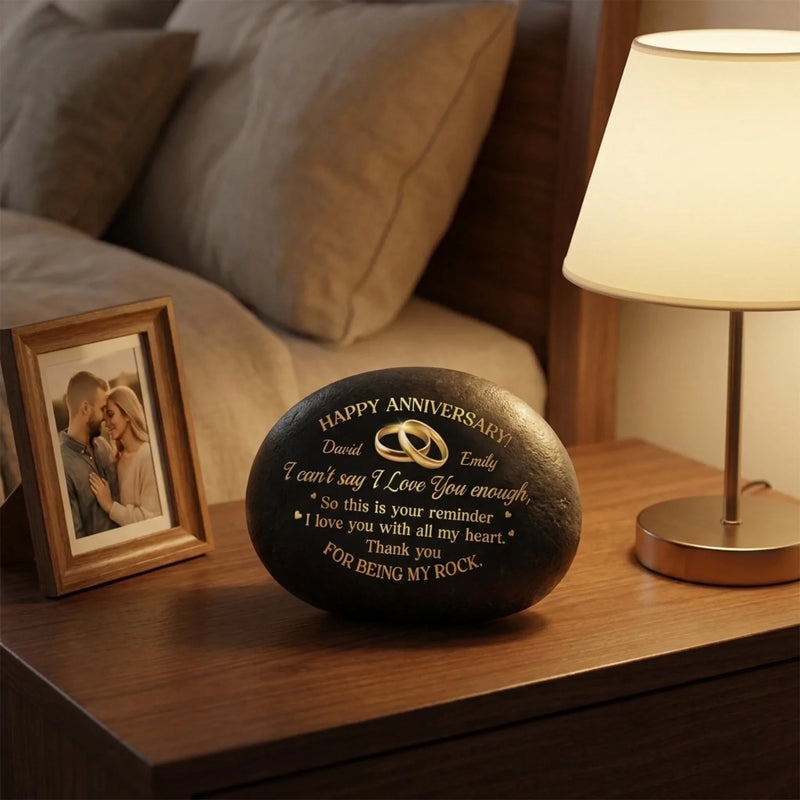 Custom Printed Rock - Personalized Anniversary Wedding Gifts For Husband And Wife, Him And Her - Love Blossoms Through Time