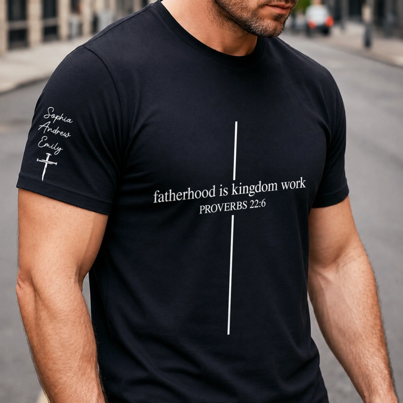 Custom Unisex T-Shirt With Design On Sleeve - Personalized Father's Day Birthday Gifts For Dad, Grandpa - Forever My Hero