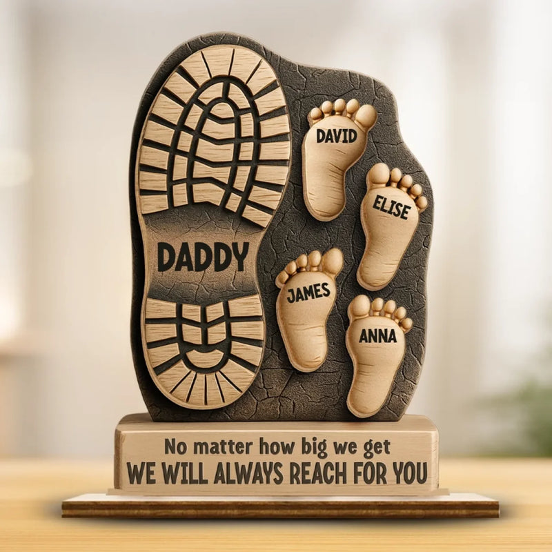 Custom 2-Layered Wooden Plaque - Personalized Father's Day Birthday Gifts For Dad, Grandpa - Your Footsteps Led Our Way
