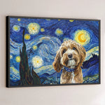 Custom Photo Horizontal Poster - Personalized Birthday Gifts For Dog Cat Lovers, Dog Dad And Mom, Cat Owners - Starry Night, Puppy Spotlight