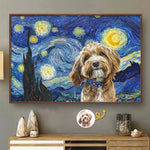 Custom Photo Horizontal Poster - Personalized Birthday Gifts For Dog Cat Lovers, Dog Dad And Mom, Cat Owners - Starry Night, Puppy Spotlight