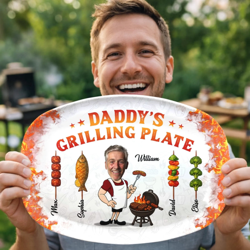 Personalised Platter – Father's Day Gifts For Dad, Grandpa – Dad In His Grilling Plate