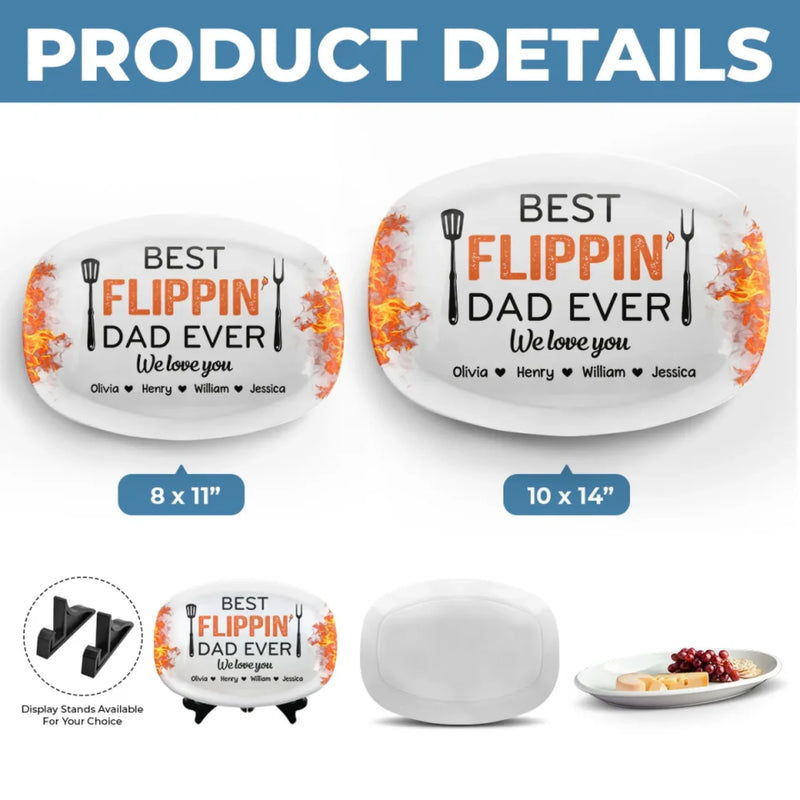 Custom Platter - Personalized Father's Day Birthday Gifts For Dad, Grandpa - Best Flippin’ Dad Ever