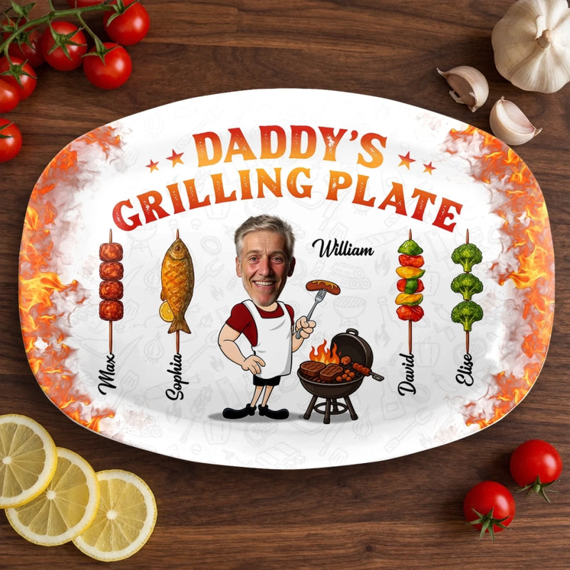 Personalised Platter – Father's Day Gifts For Dad, Grandpa – Dad In His Grilling Plate