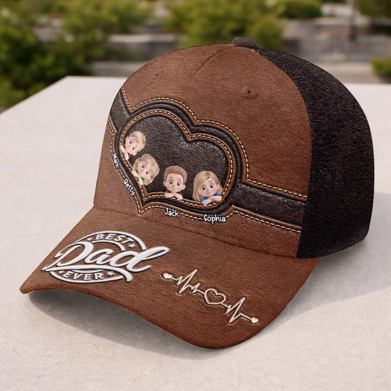 Custom Hat, All Over Print Classic Cap - Personalized Father's Day Birthday Gifts For Dad, Grandpa - Strong Heart, Strong Dad