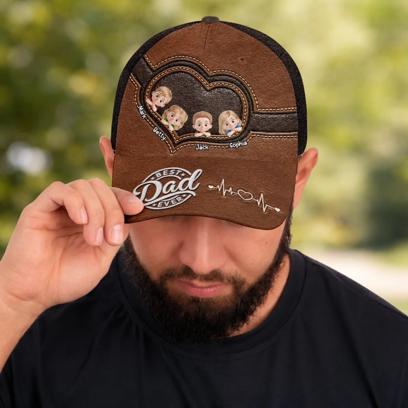 Custom Hat, All Over Print Classic Cap - Personalized Father's Day Birthday Gifts For Dad, Grandpa - Strong Heart, Strong Dad