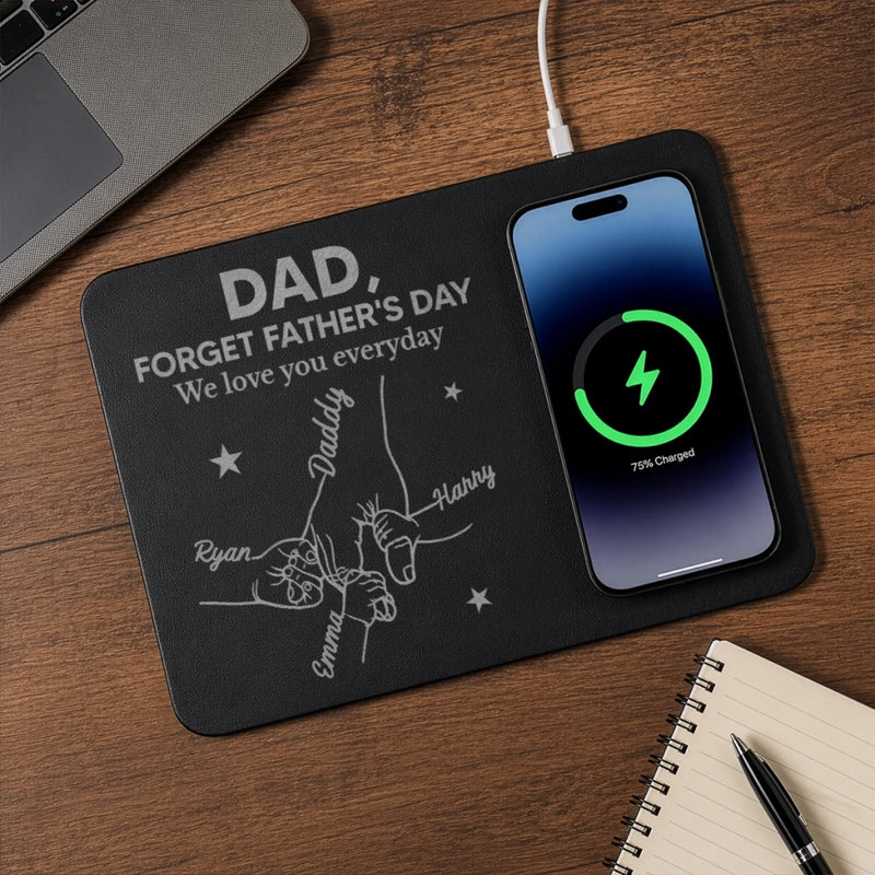 Custom Charging Mat - Personalized Father's Day Birthday Gifts For Dad, Grandpa - Best Dad Ever Connected