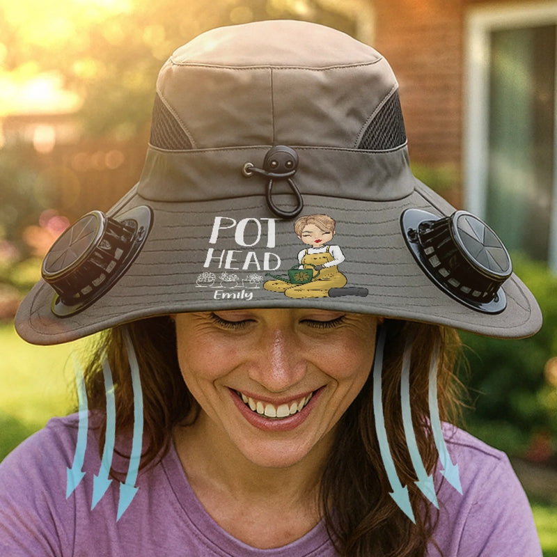 Custom Hat With Fans Solar Power - Personalized Garden Gifts For Gardeners - Crazy Plant Lady Vibes