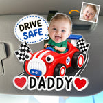 Custom Photo Acrylic Car Visor Clip - Personalized Father's Day Gifts For Dad, Grandpa - Tiny Smiles, Safe Miles
