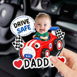 Custom Photo Acrylic Car Visor Clip - Personalized Father's Day Gifts For Dad, Grandpa - Tiny Smiles, Safe Miles