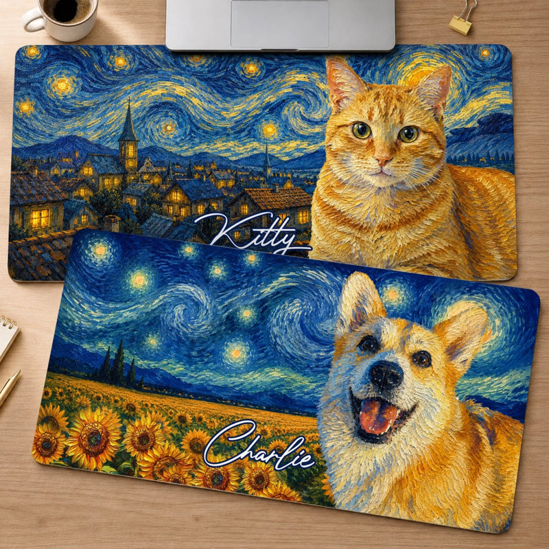 Custom Photo Desk Mat - Personalized Father's Day Birthday Gifts For Dog Cat Lovers, Dog Dad And Mom, Cat Owners - Paws Make Every Day Better