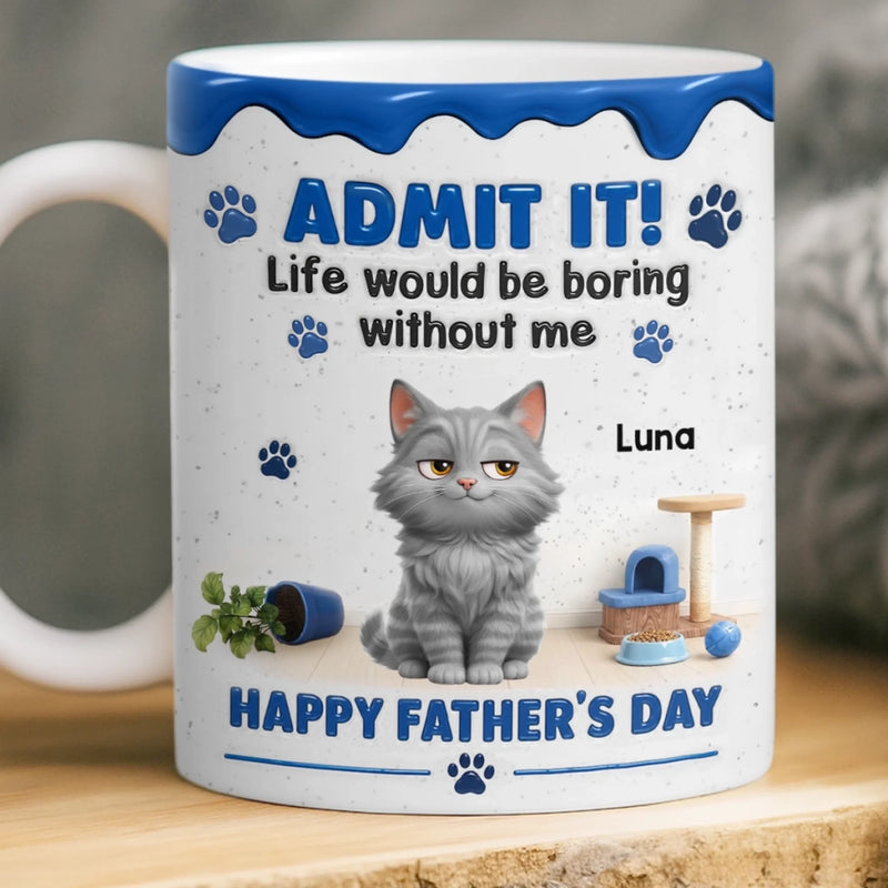 Custom 3D Inflated Effect Printed Mug - Personalized Father's Day Gifts For Dog Cat Lovers, Dog Dad And Mom, Cat Owners - The Best Therapist Has Fur