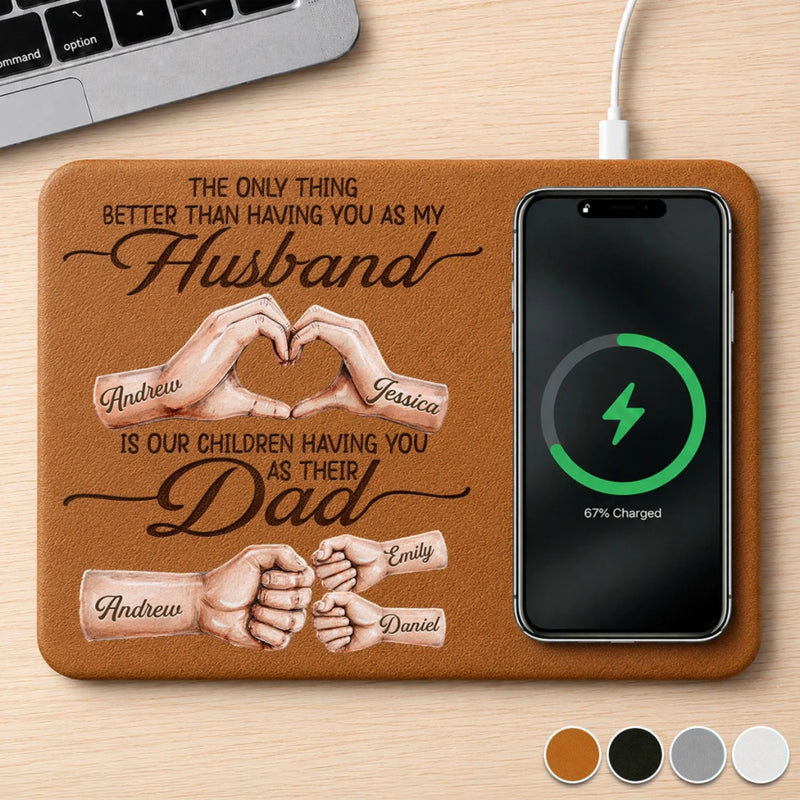 Custom Charging Mat - Personalized Father's Day Birthday Gifts For Dad, Grandpa - Family Creates Power