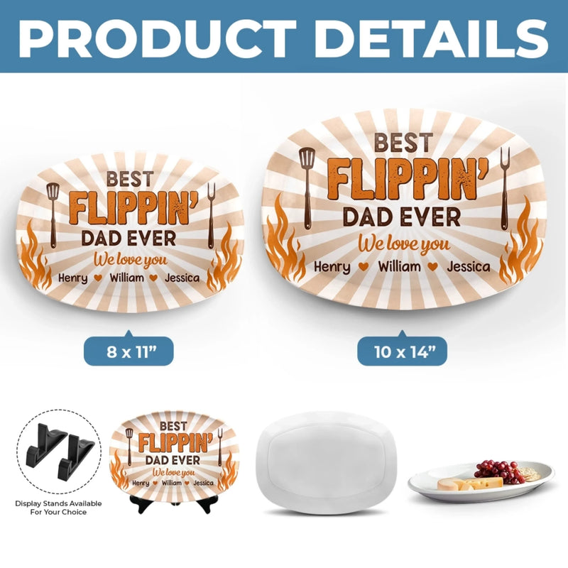 Custom Platter - Personalized Father's Day Birthday Gifts For Dad, Grandpa - Best Flippin' Daddy Ever