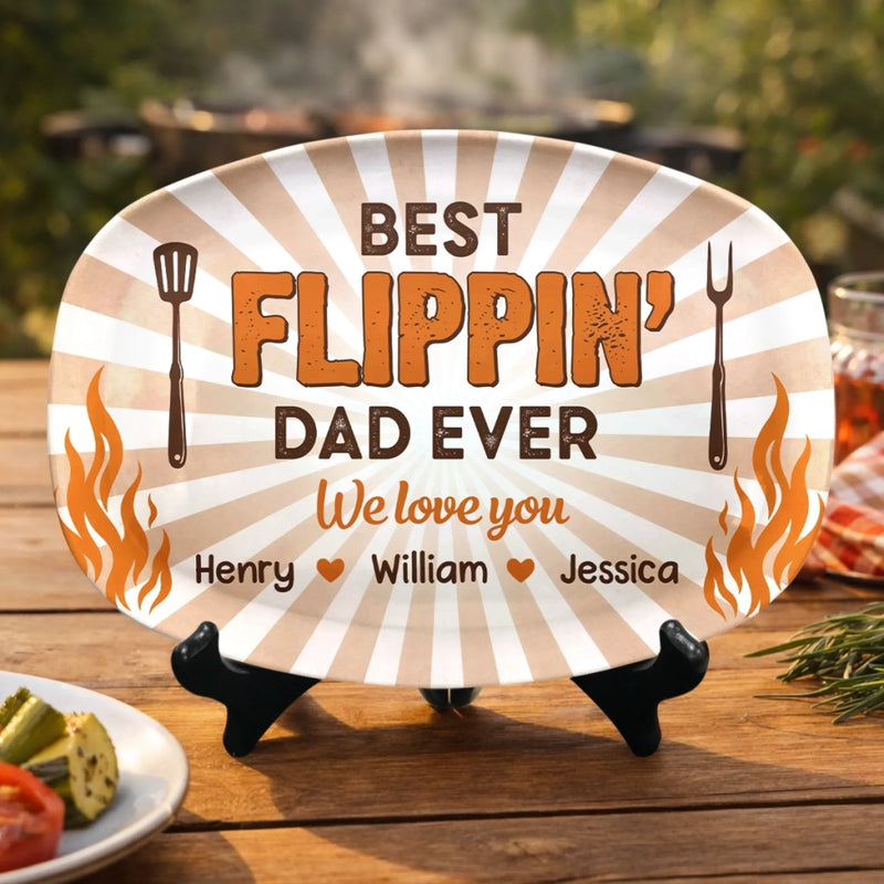 Custom Platter - Personalized Father's Day Birthday Gifts For Dad, Grandpa - Best Flippin' Daddy Ever