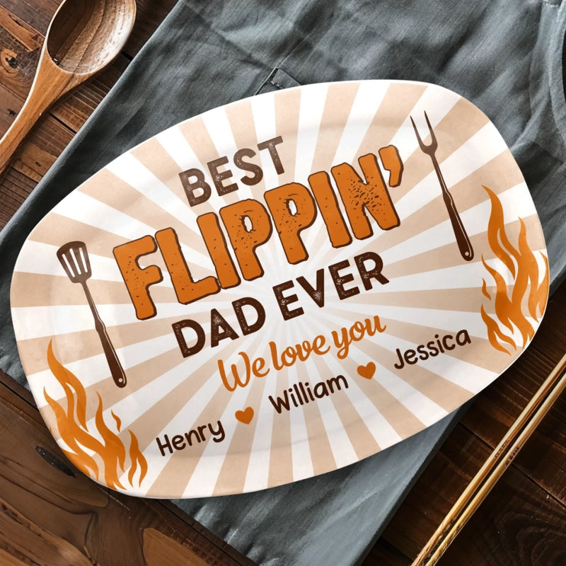 Custom Platter - Personalized Father's Day Birthday Gifts For Dad, Grandpa - Best Flippin' Daddy Ever