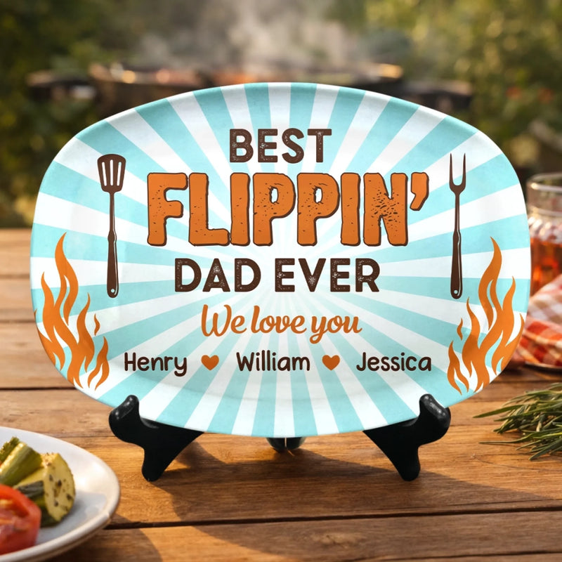 Custom Platter - Personalized Father's Day Birthday Gifts For Dad, Grandpa - Best Flippin' Daddy Ever