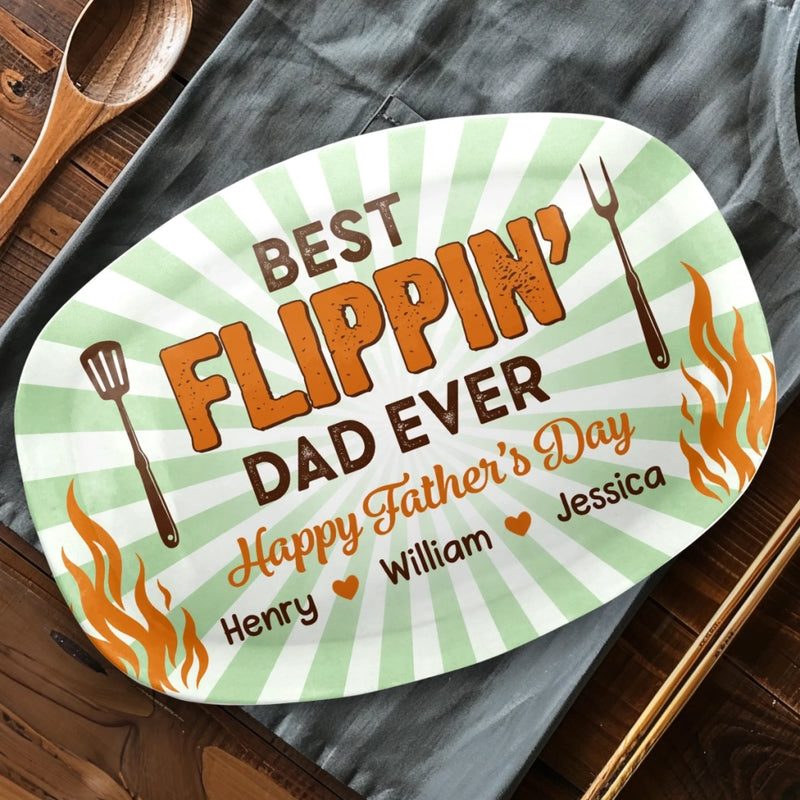 Custom Platter - Personalized Father's Day Birthday Gifts For Dad, Grandpa - Best Flippin' Daddy Ever