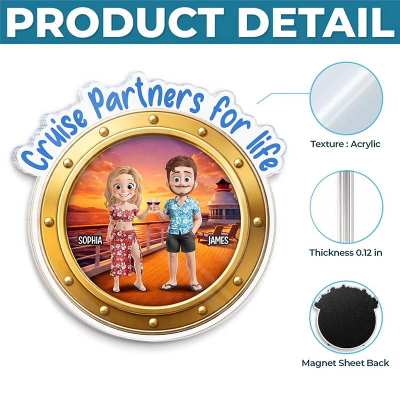 Custom Cruise Ship Door Magnet - Personalised Summer Holiday And Travel Gifts For Husband And Wife, Him And Her - Together Is My Favourite Place