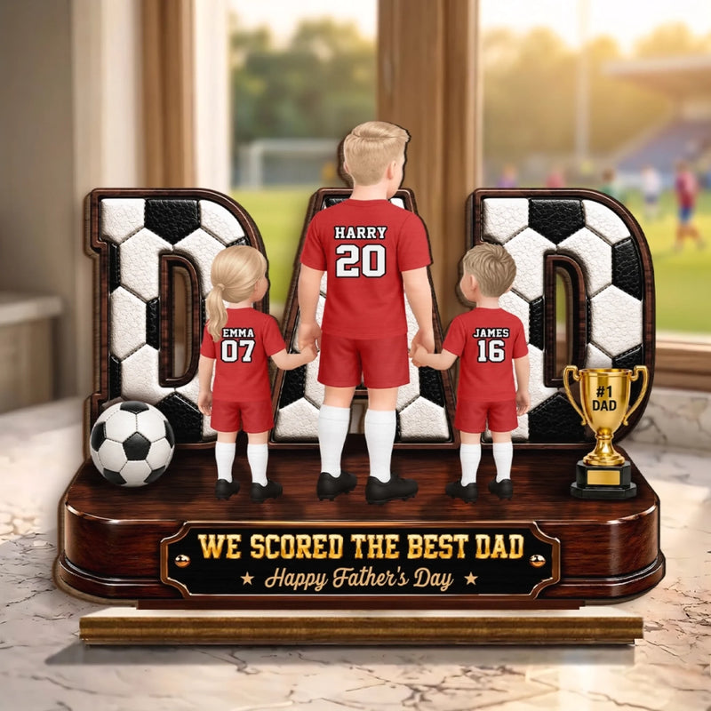 Custom LA 2026 Football Dad 2-Layered Wooden Plaque - Personalised Father's Day Gifts For Dad, Grandpa, Football Lovers, Sports Fans, Sports Lovers - Raised On Football Passion