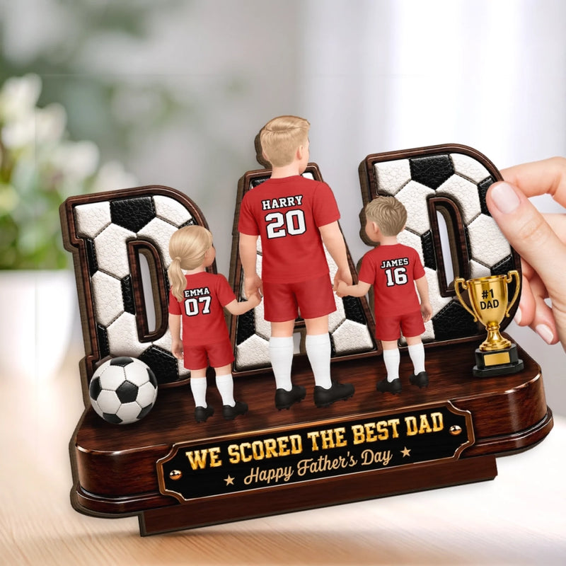 Custom LA 2026 Football Dad 2-Layered Wooden Plaque - Personalised Father's Day Gifts For Dad, Grandpa, Football Lovers, Sports Fans, Sports Lovers - Raised On Football Passion