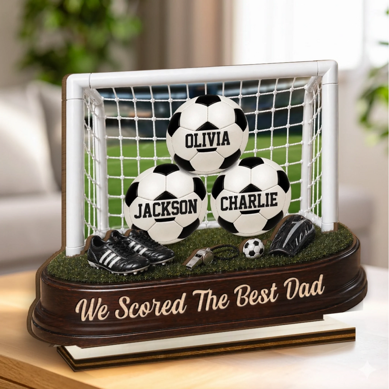 Custom LA 2026 Football Dad 2-Layered Wooden Plaque - Personalised Father's Day Gifts For Dad, Grandpa, Football Lovers, Sports Fans, Sports Lovers - Game Day, Dad Day
