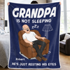 Custom Blanket - Personalised Father's Day Birthday Gifts For Dad, Grandpa - Dad’s Favourite Hobby Is Napping